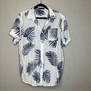 Men’s Floral Tropical Cotton Summer Short Sleeve Casual Button Down Shirt  Large